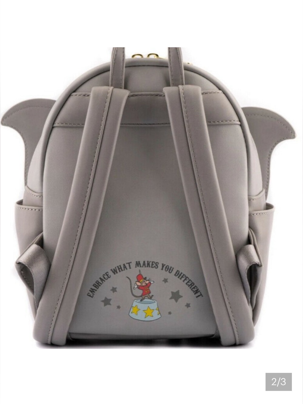 Loungefly rare Disney Grey Dumbo Mini Backpack with Pink Ears and Yellow Hat - Picture 4 of 4